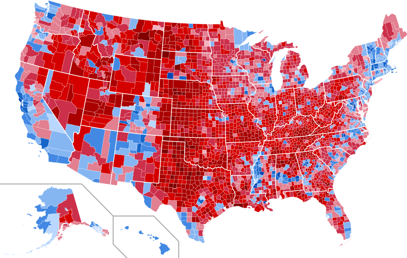 Hunger Games map - who carried what counties in 2020