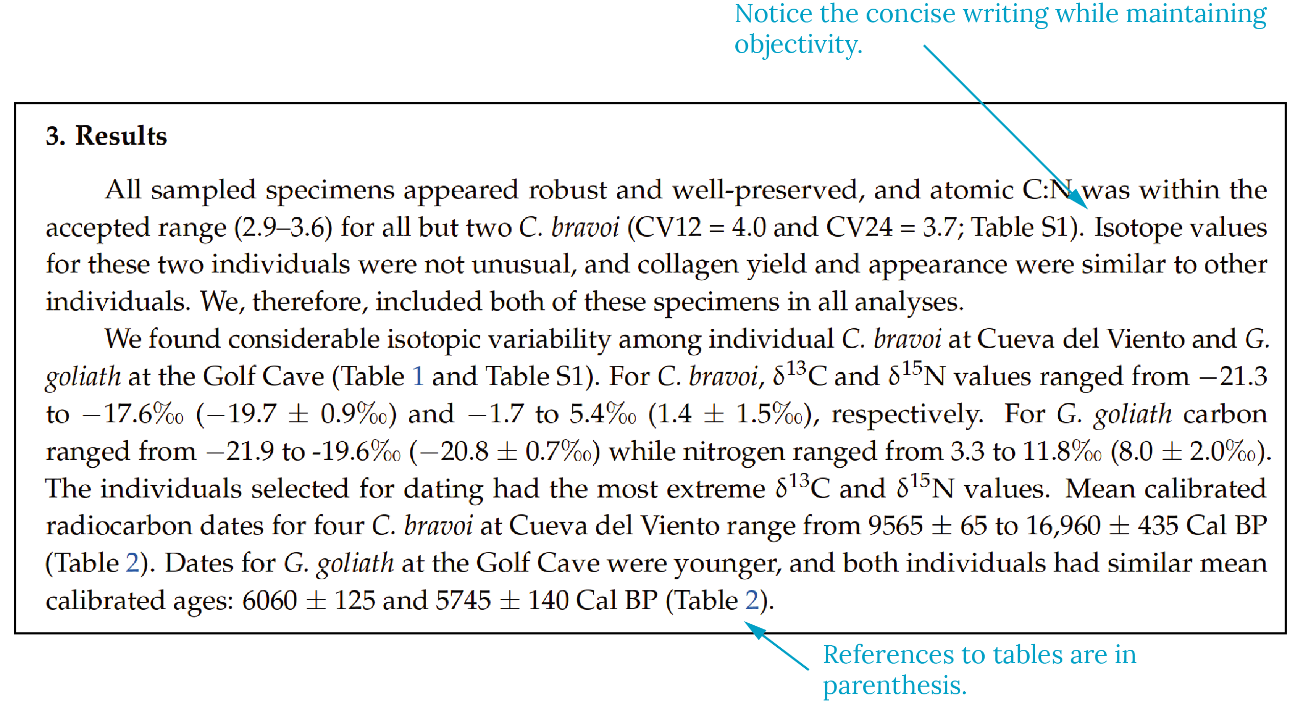 how to write results section of dissertation