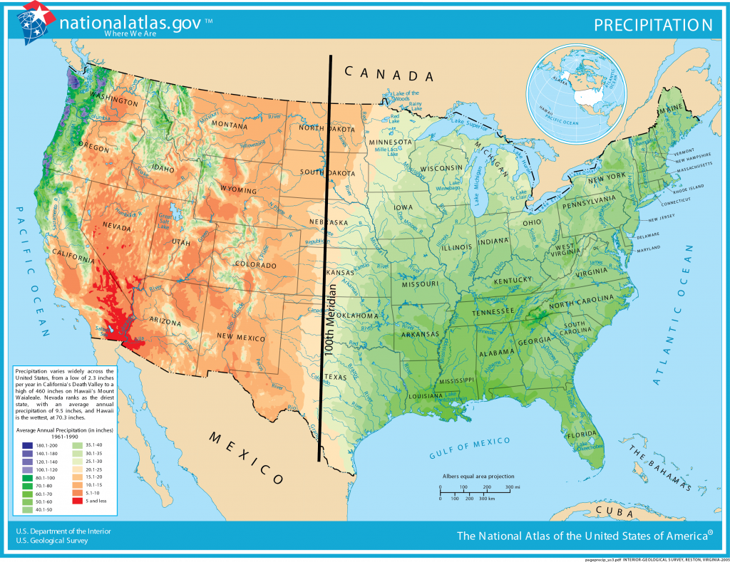 Distribution of precipitation in the United States.