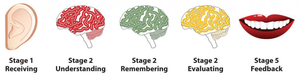 Stage 1: Receiving Stage 2: Understanding Stage 3: Remembering Stage 4: Evaluating Stage 5: Feedback