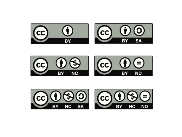 the six creative commons license visual markers