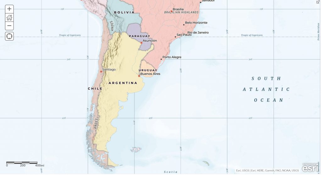 Map of Argentina showing the three main regions of the country